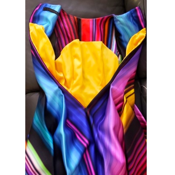 Rainbow Formal Asymmetric Stripe Multicolor Gown - Picture 9 of 11